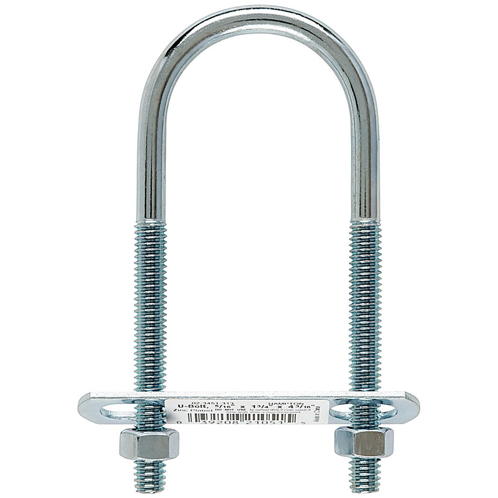Hampton 02-3451-313 5/16 in. x 1-3/4 in. W x 4-3/16 in. L Coarse Zinc-Plated Steel U-Bolt