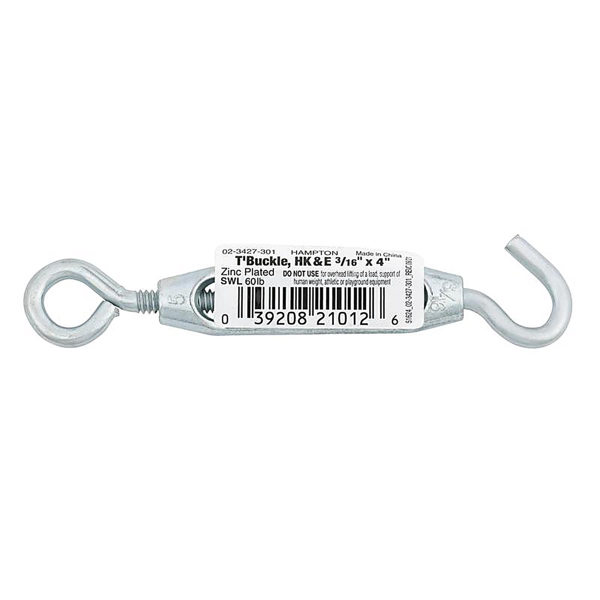 Hampton 02-3427-301 Zinc-Plated Aluminum/Steel Turnbuckle 70 lb.