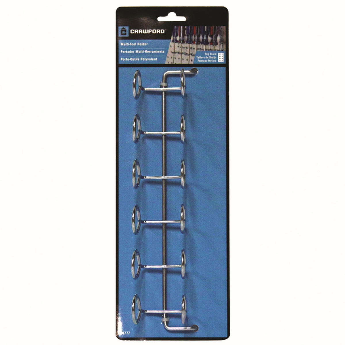 Crawford 18777 Zinc Plated Silver Steel 11.8 in. Multi-Tool Peg Hook Rack 1/Pack