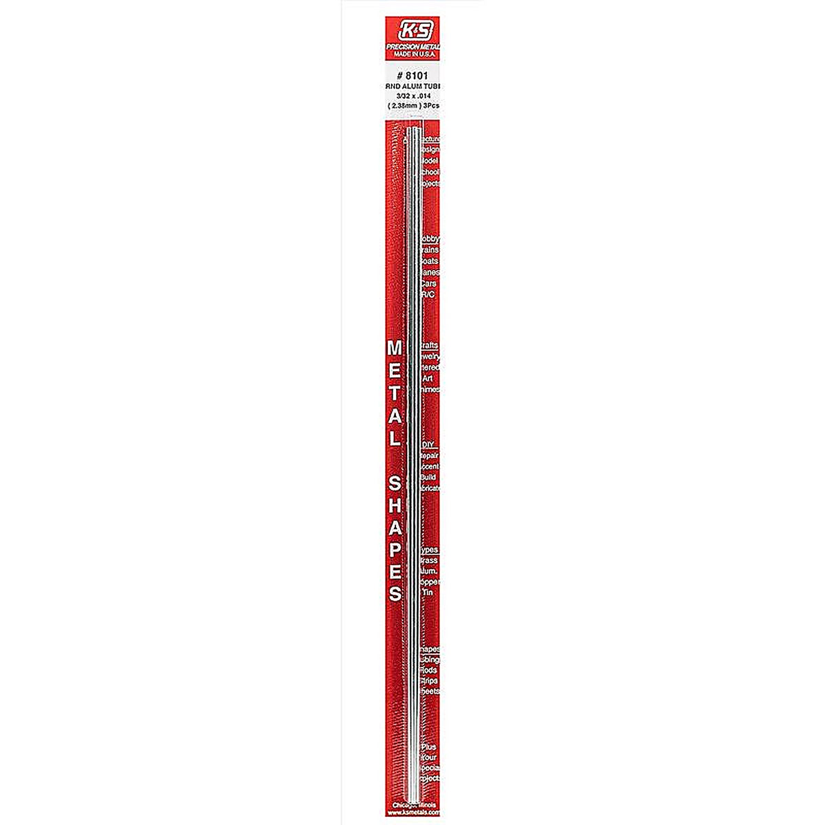 K&S 8101 3/32 in. Dia. x 1 ft. L Round Aluminum Tube
