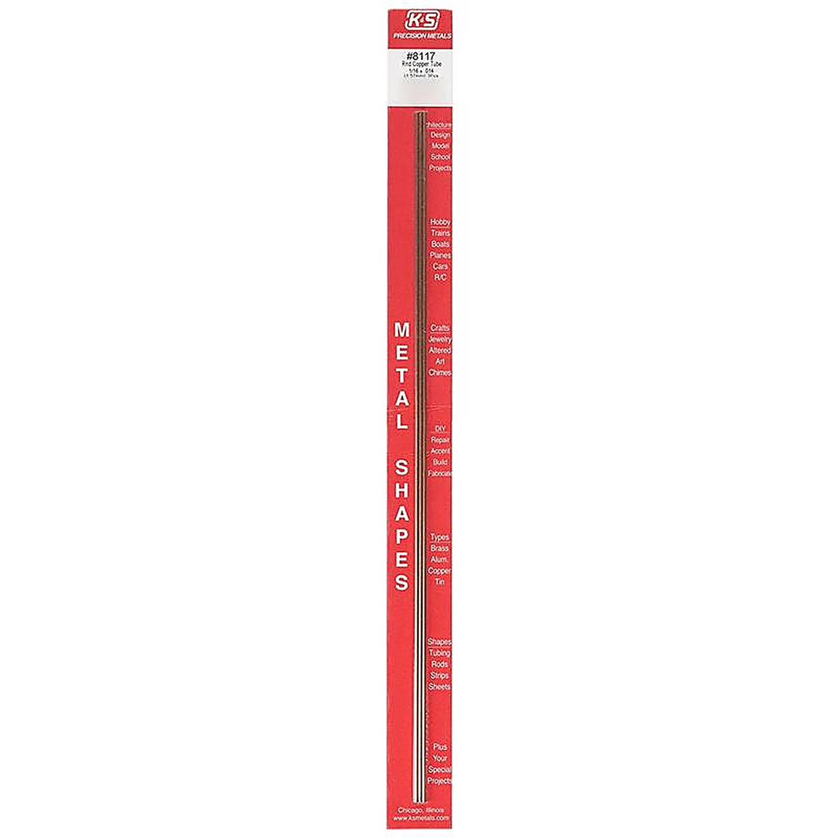 K&S 8117 1/16 in. Dia. x 1 ft. L Copper Tubing
