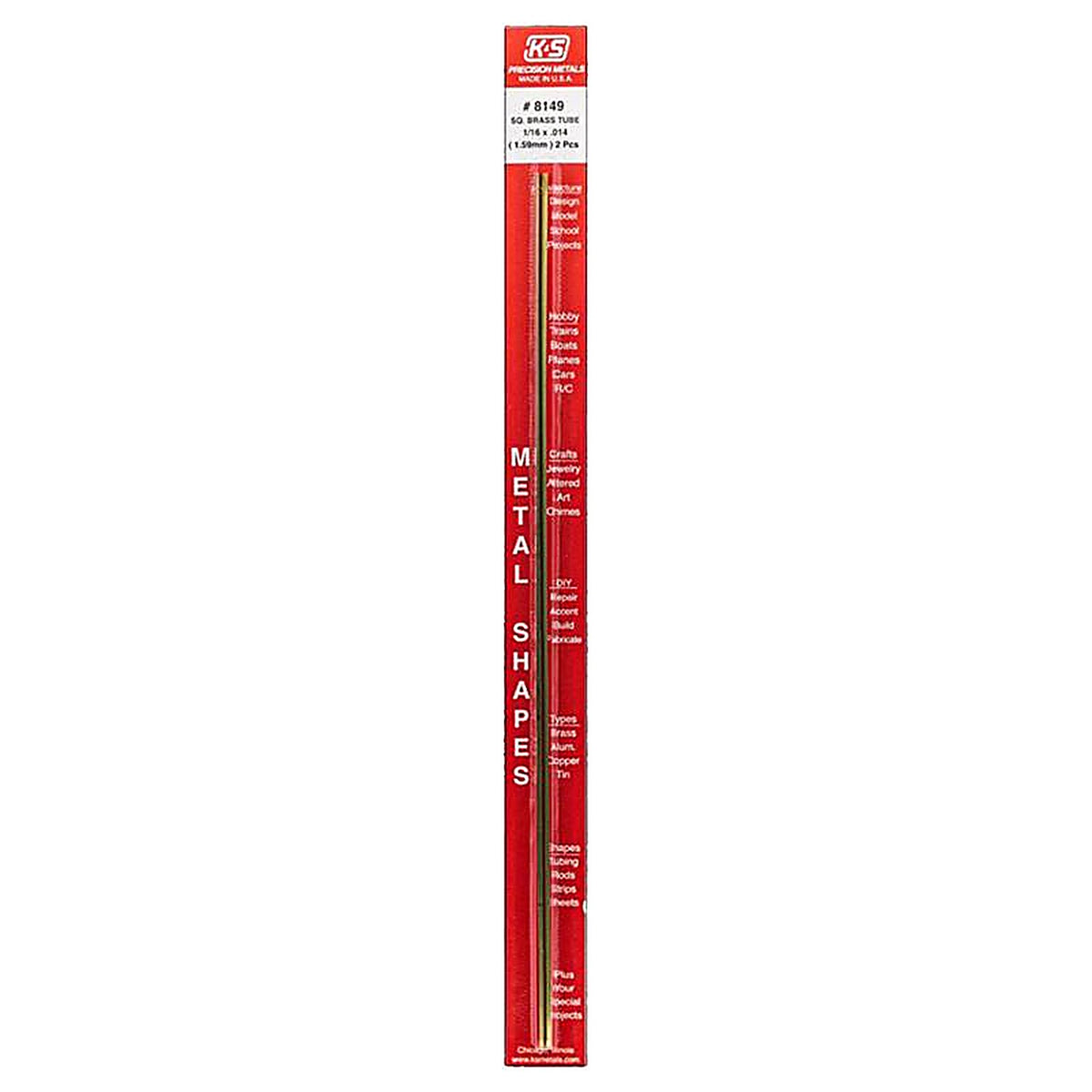 K&S 8149 1/16 in. W x 12 in. L Square Brass Tube 2/Pack