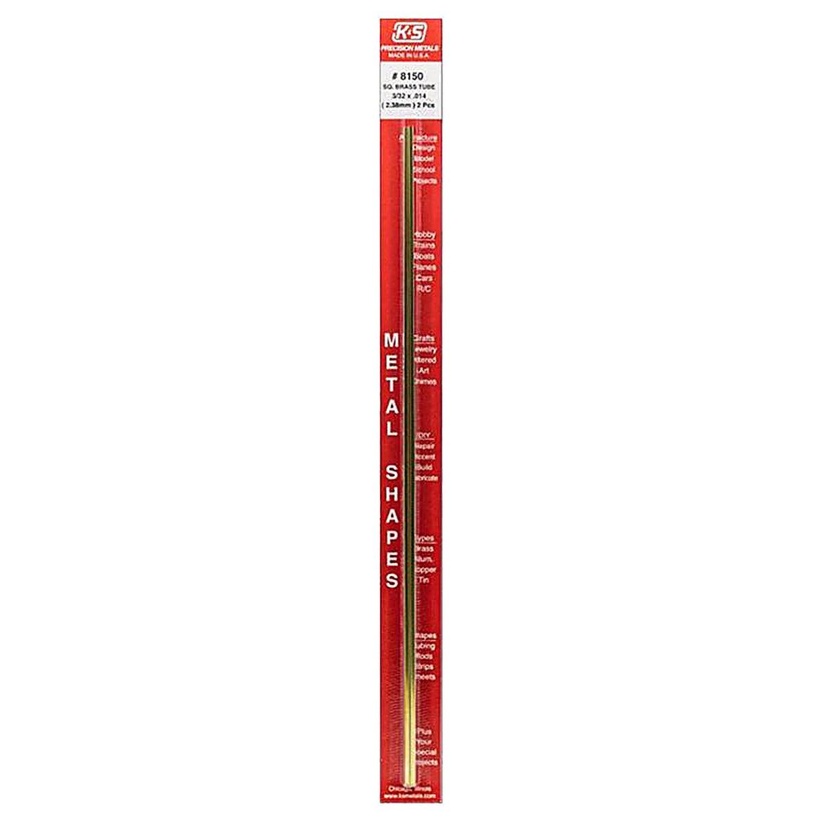 K&S 8150 3/32 in. W x 12 in. L Square Brass Tube 2/Pack