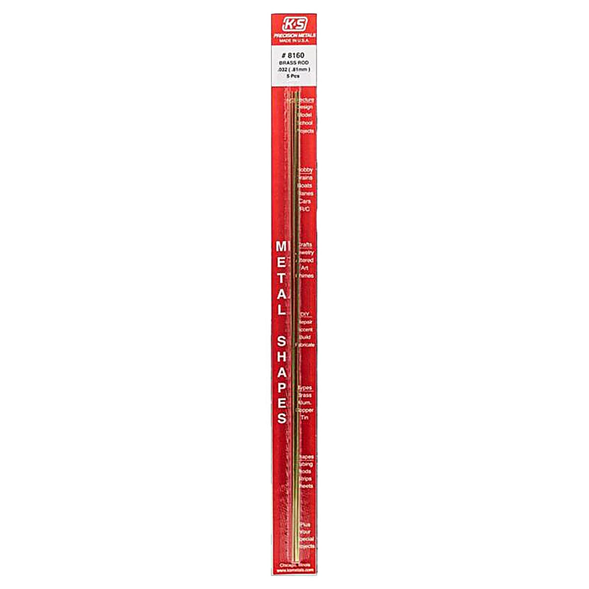 K&S 8160 1/32 in. Dia. x 12 in. L Brass Rod 5/Pack