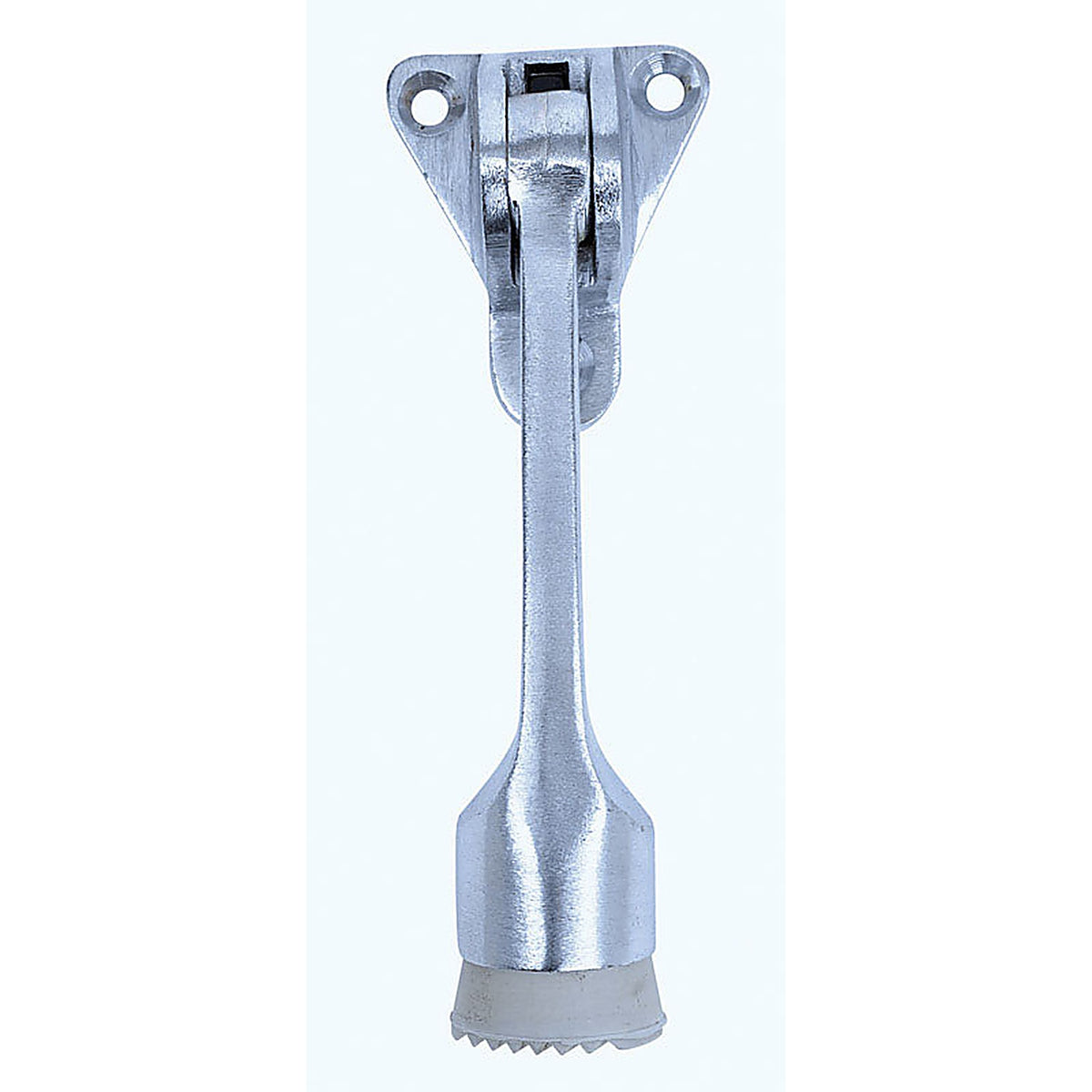 Tell DT100008 1 in. H x 4-1/8 in. W x 1 in. L Cast Iron Satin Chrome Silver Kick-Down Door Holder Mounts to door