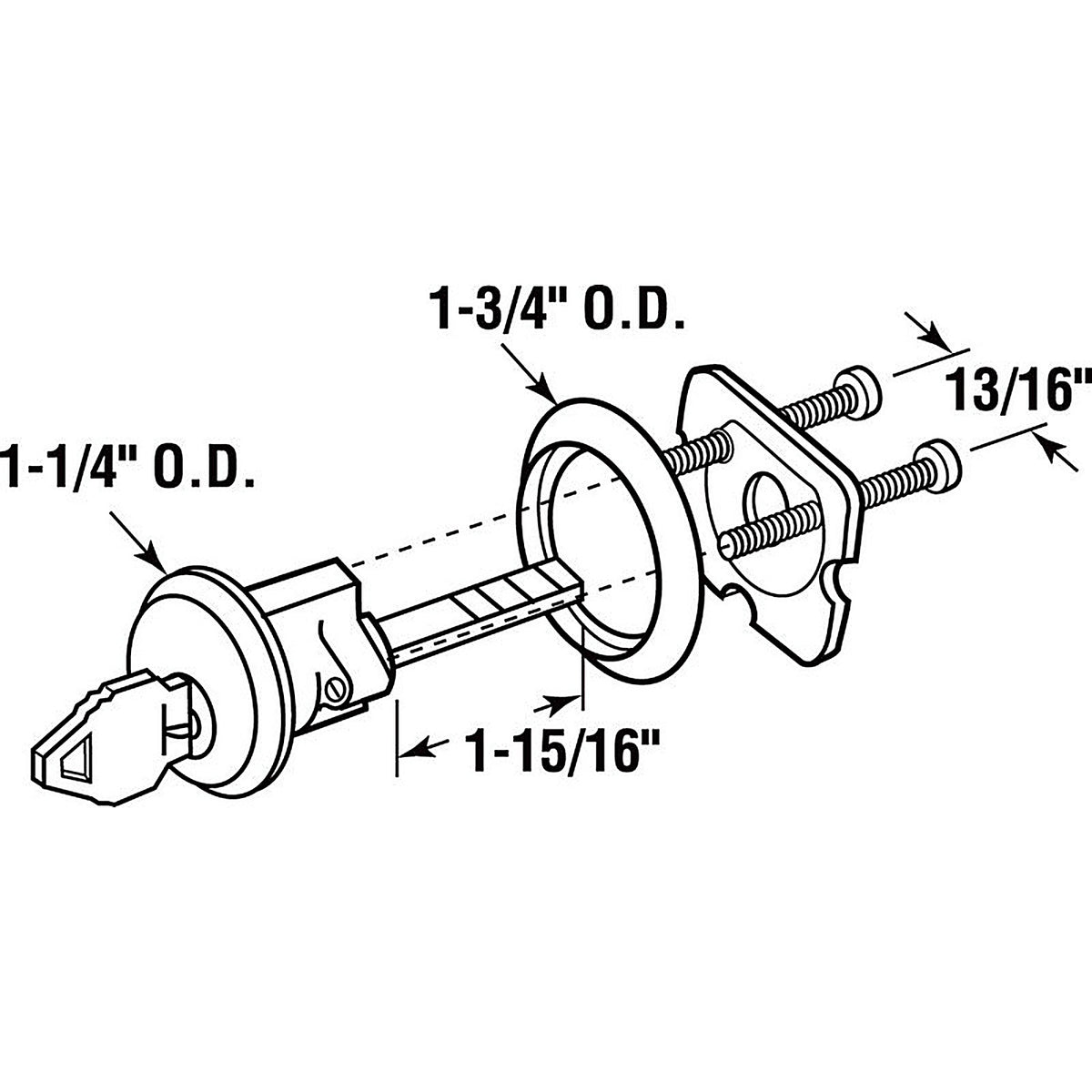 Prime-Line GD52139 6 in. W x 9.25 in. L x 1-3/4 in. Dia. Diecast Rim Cylinder Lock