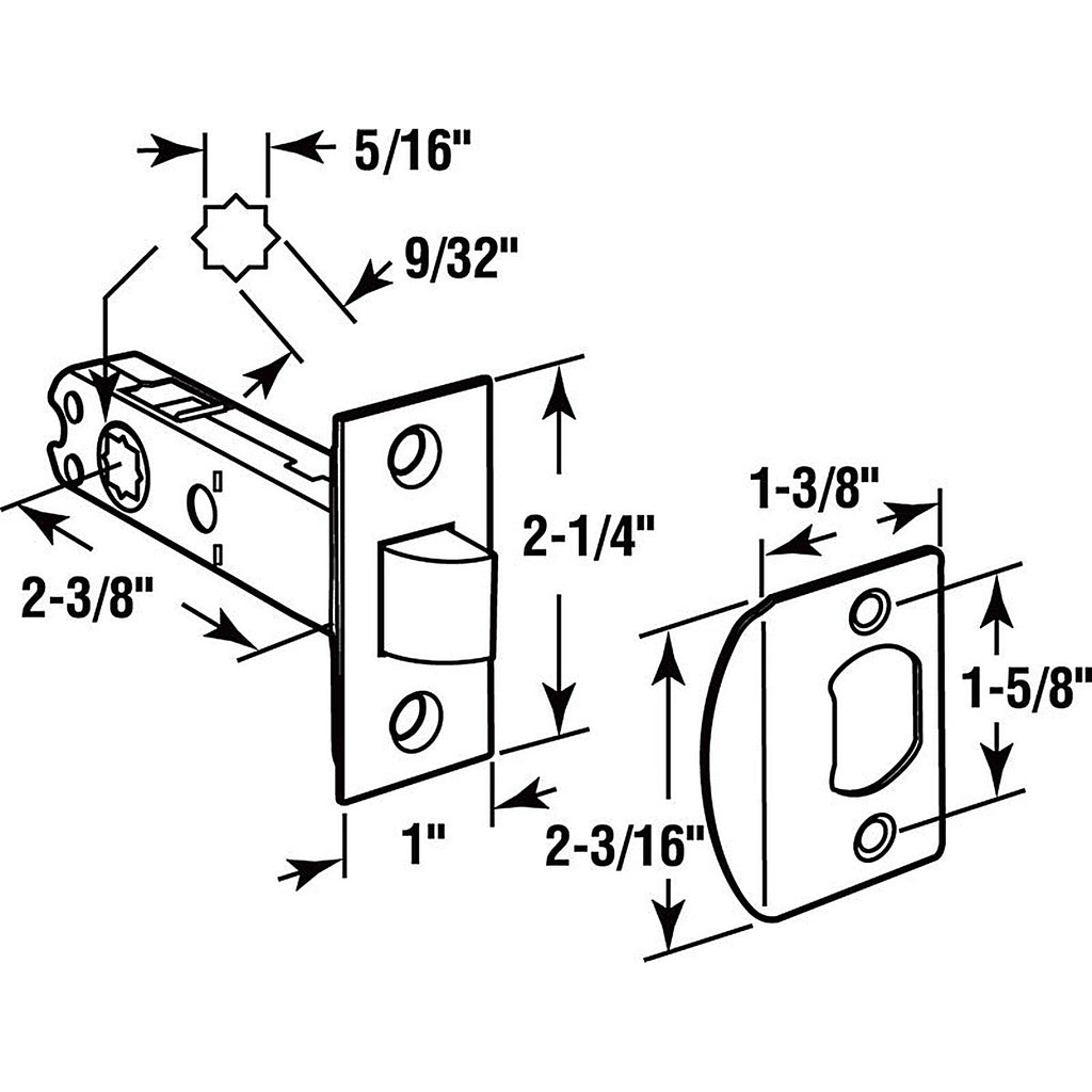 Prime-Line E 2281 Bright Brass Brass Mortise Latch Bolt
