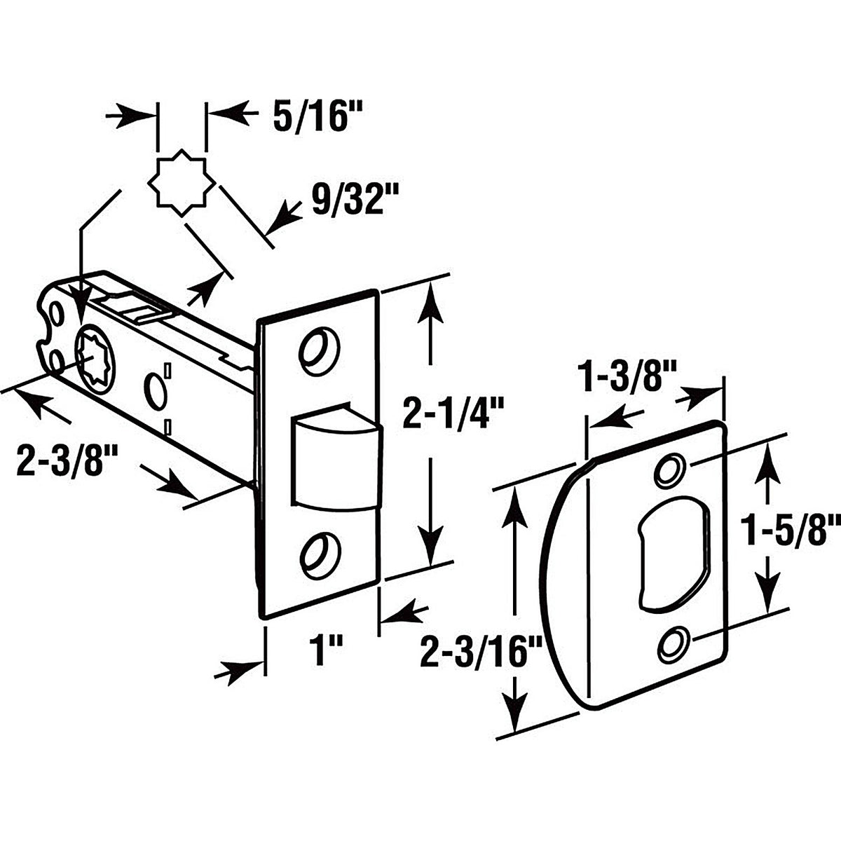 Prime-Line E 2281 Bright Brass Brass Mortise Latch Bolt