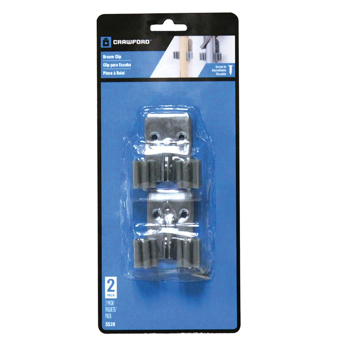 Crawford SS28 Vinyl Coated Gray Plastic/Steel Grip Clip For 1/4 2/Pack