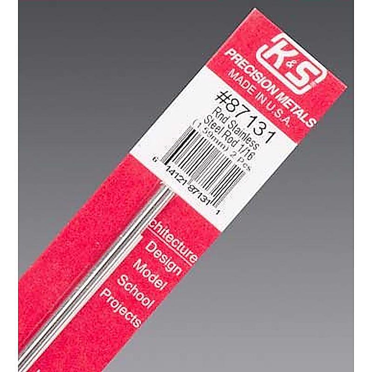 K&S 87131 1/16 in. Dia. x 12 in. L Stainless Steel Unthreaded Rod