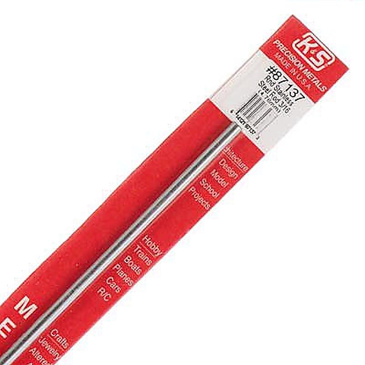 K&S 87137 3/16 in. Dia. x 12 in. L Stainless Steel Unthreaded Rod