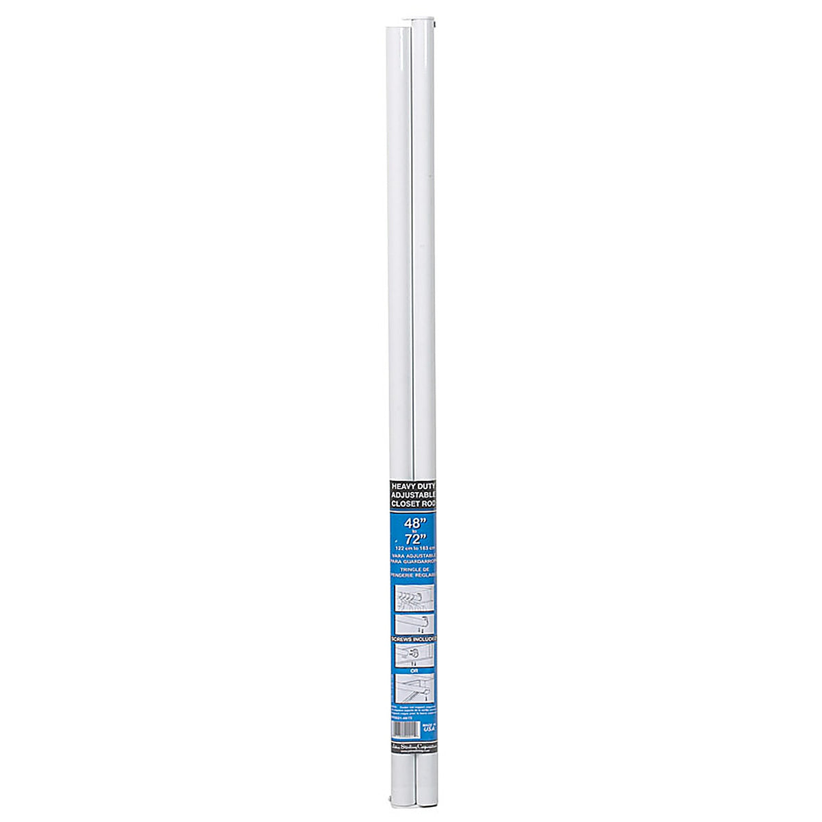 John Sterling RP0021-48/72 Pro 72 L x 1-1/4 in. Dia. Adjustable White Steel Closet Rod