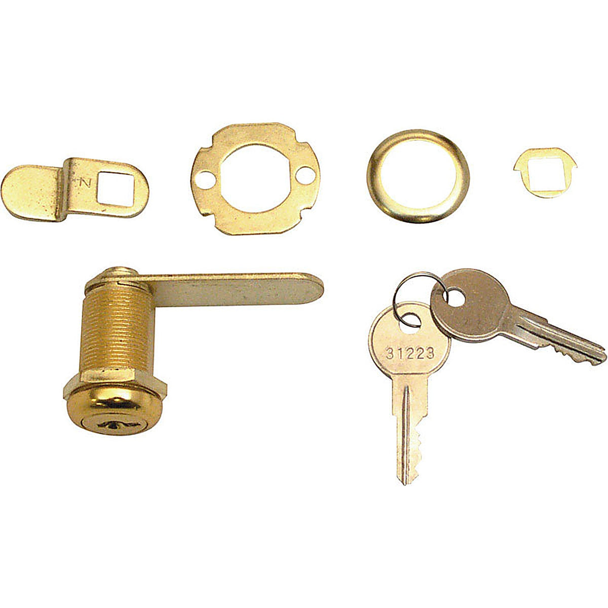 Prime-Line U9946 Bright Brass Gold Steel Cabinet/Drawer Lock