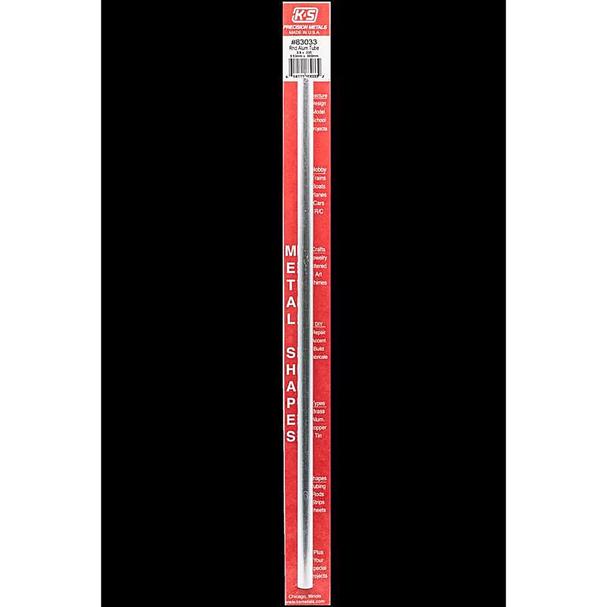 K&S 83033 3/8 in. Dia. x 1 ft. L Round Aluminum Tube