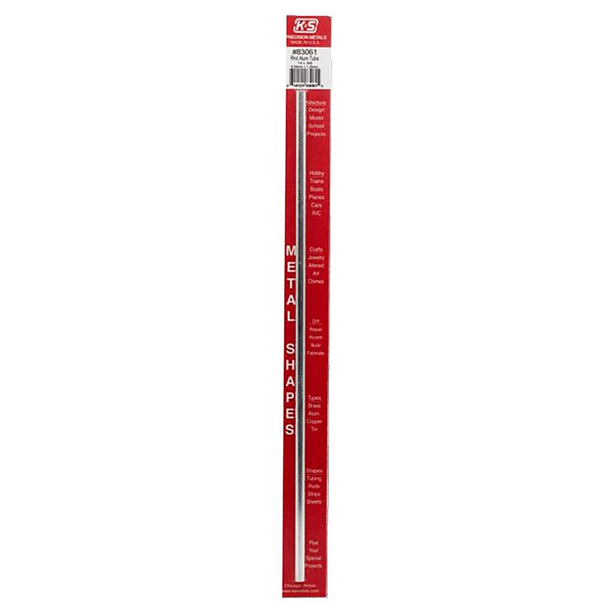 K&S 83061 1/4 in. Dia. x 1 ft. L Round Aluminum Tube