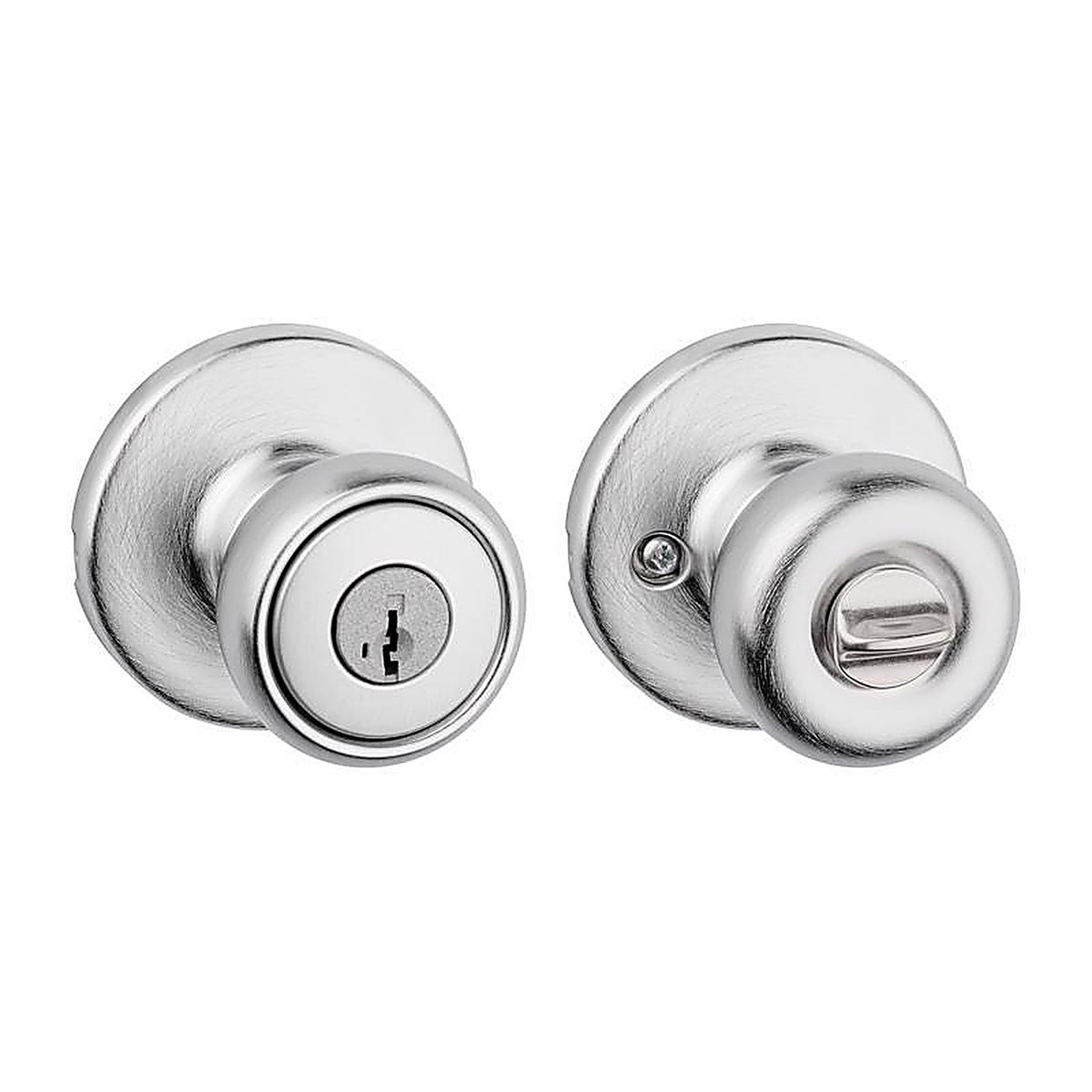 Kwikset 94002-871 Tylo Satin Chrome Entry Knobs ANSI/BHMA Grade 3 1-3/4 in.