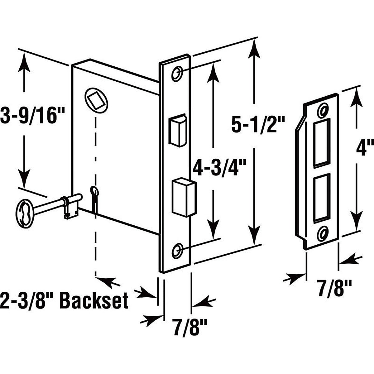 Prime-Line E2294 Security Bright Brass Mortise Replacement Lock Assembly Grade 1 1-3/4 in.