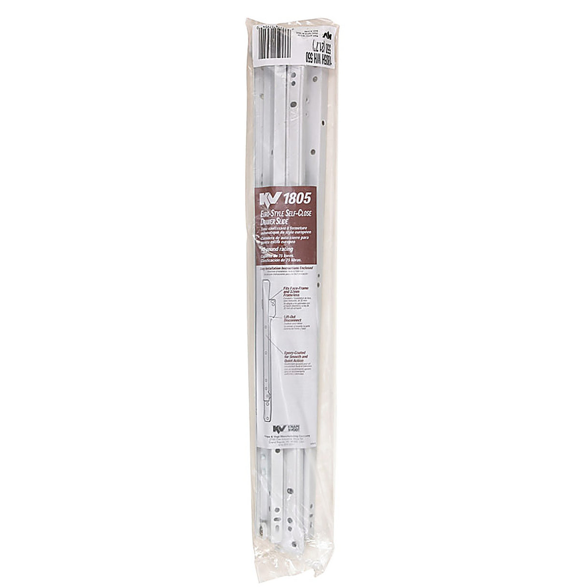 Knape & Vogt 1805HWH550 22 in. L Steel Self Close Drawer Slide 2/Pack