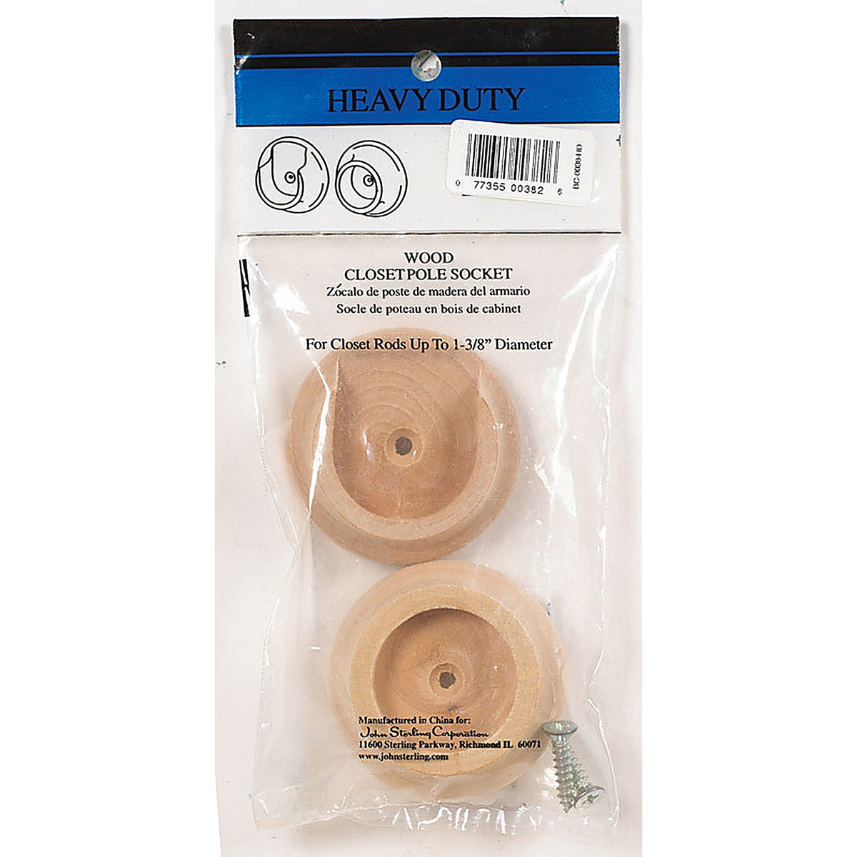 John Sterling RP-0038-HD25 Pro 1-3/8 in. L x 1-3/8 in. Dia. Brass Wood Rod Socket