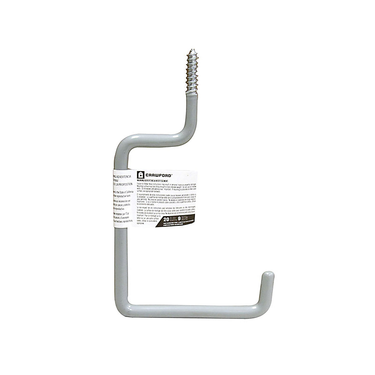 Crawford SS17-25 7.17 in. L Vinyl Coated Gray Steel Large Storage Hook 20 lb. capacity 1/Pack