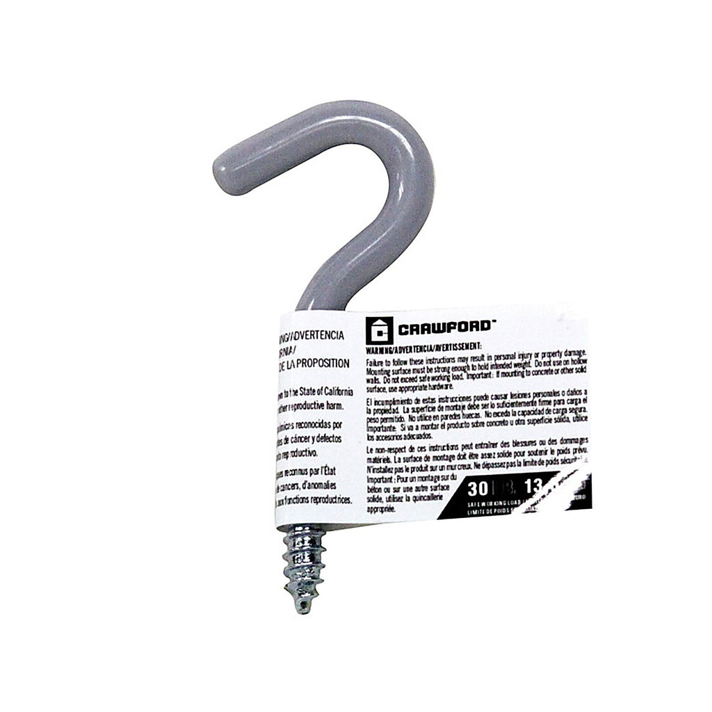 Crawford SS20-25 Vinyl Coated Gray Steel Small Storage Hook 30 lb. capacity 1/Pack