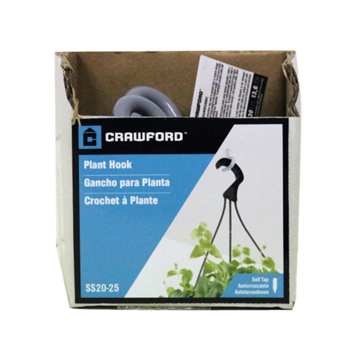 Crawford SS20-25 Vinyl Coated Gray Steel Small Storage Hook 30 lb. capacity 1/Pack