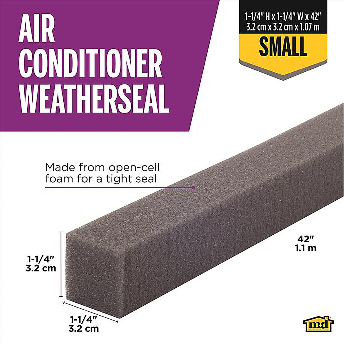M-D 2006 Gray Foam Weatherstrip For Air Conditioners, Air Conditioners 42 in. L x 1-1/4 in.