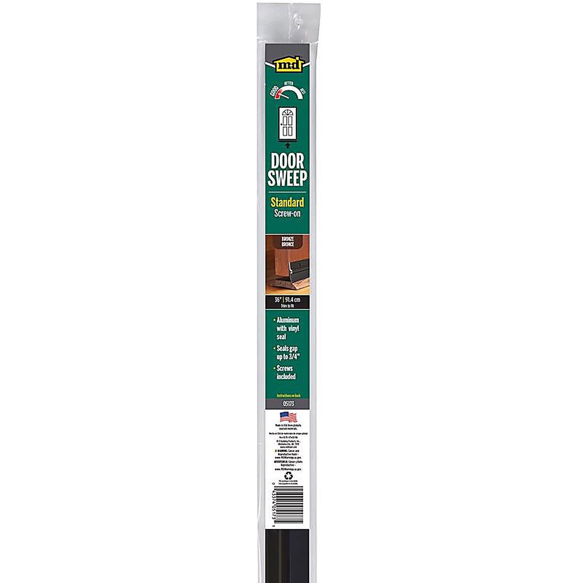 M-D 5173 Bronze Aluminum Sweep For Garage Doors, Doors 36 in. L