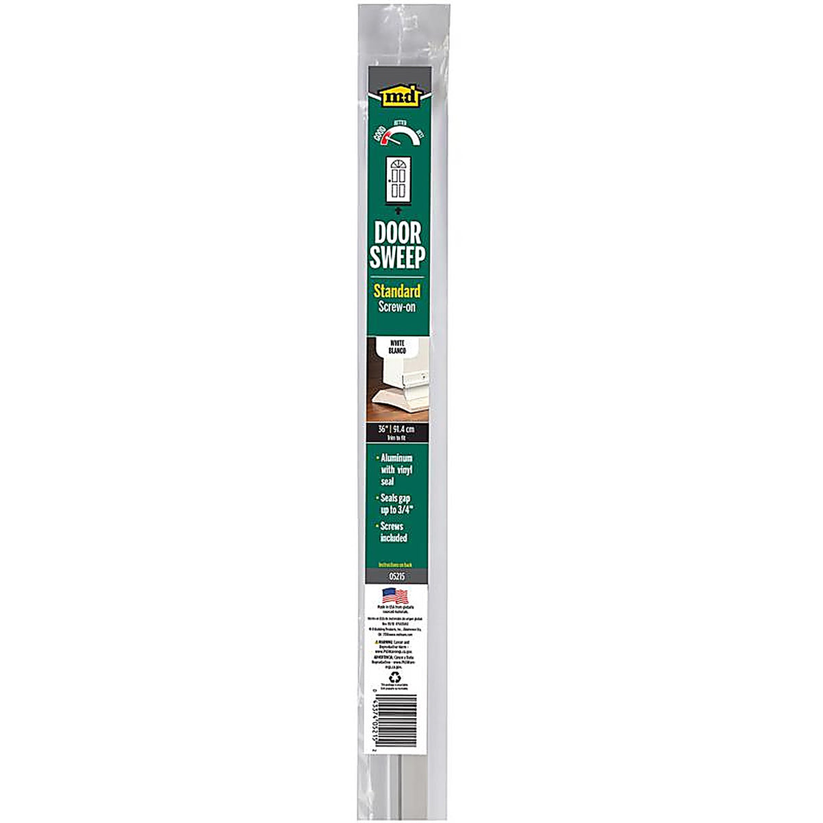 M-D 5215 White Aluminum Door Set Seal For Doors, Garage Doors 36 in. L x 1/4 in.