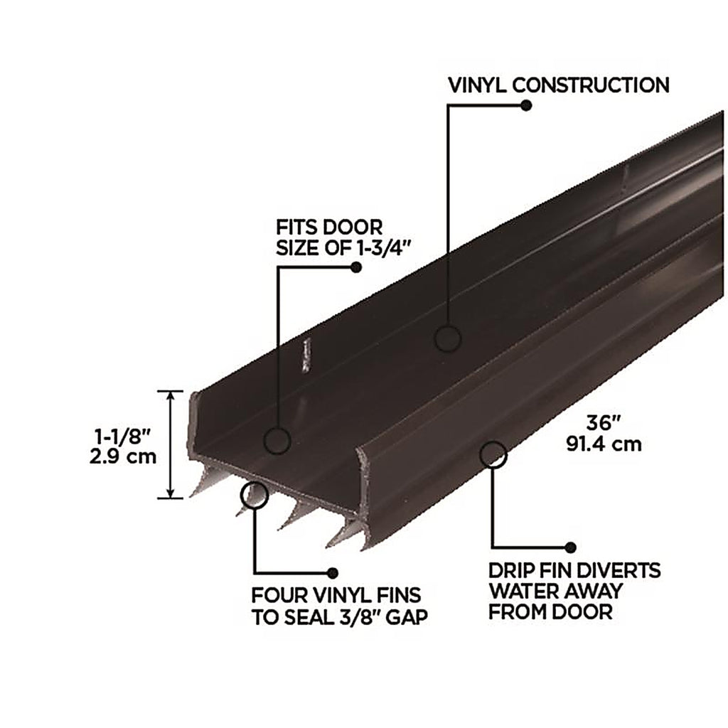 M-D 5991 Brown Vinyl Door Set Seal For U-shaped, Doors 36 in. L x 1-3/4 in.