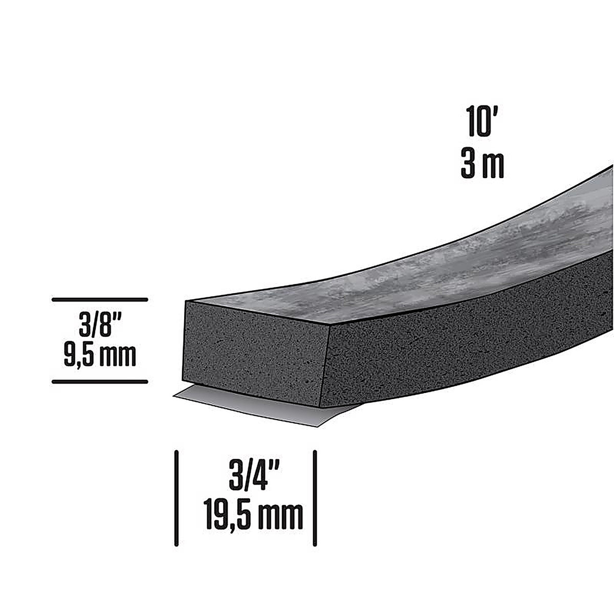 M-D 6635 Black Rubber Weather Stripping Tape For Doors and Windows, Windows 10 ft. L x 3/8 in.