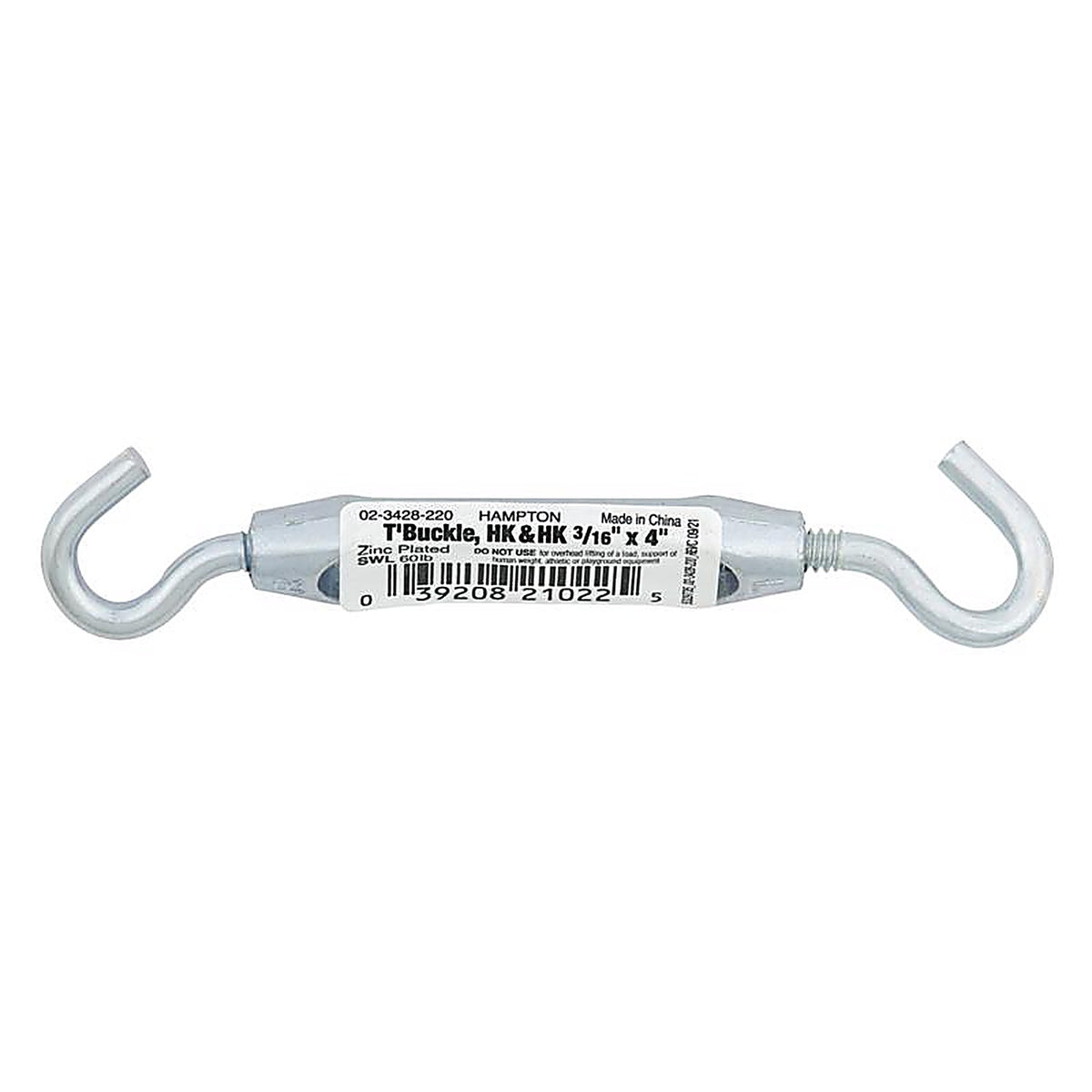 Hampton 02-3428-220 Zinc-Plated Aluminum/Steel Turnbuckle 70 lb.
