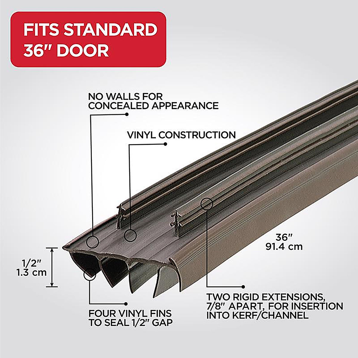 M-D 67967 Brown Vinyl Weatherstrip For Doors, Doors 36 in. L x 7/8 in.