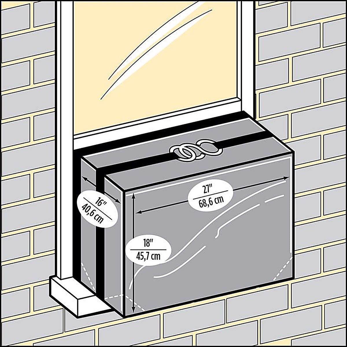 M-D 3392 16 in. H x 18 in. W Polyethylene Gray Square Window Air Conditioner Cover