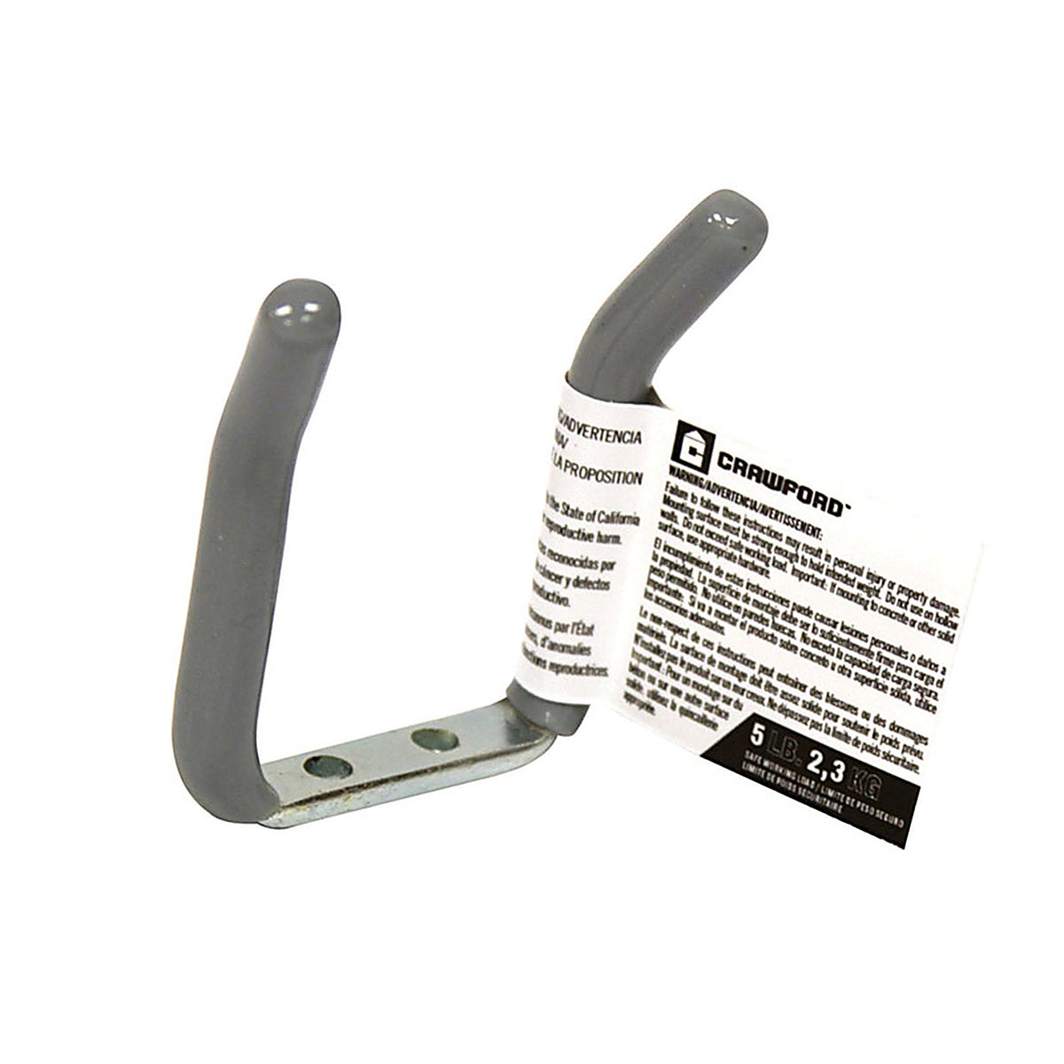 Crawford SS21-20 Vinyl Coated Gray Steel Small Storage Hook 5 lb. capacity 1/Pack