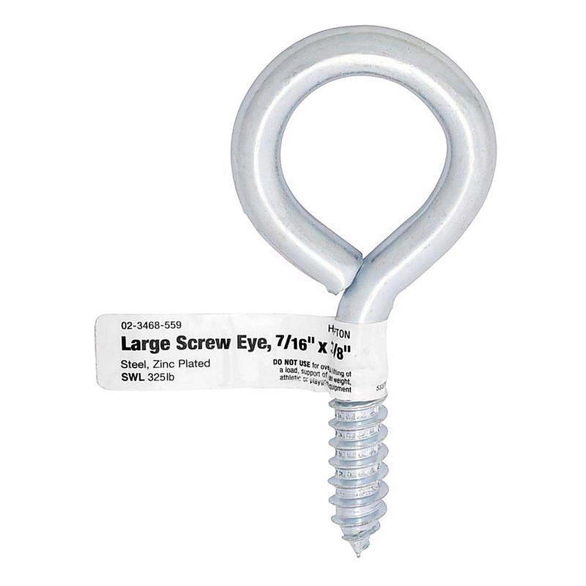 Hampton 02-3468-559 7/16 in. Dia. x 3-7/8 in. L Zinc-Plated Steel Screw Eye 325 lb. capacity 10/Pack