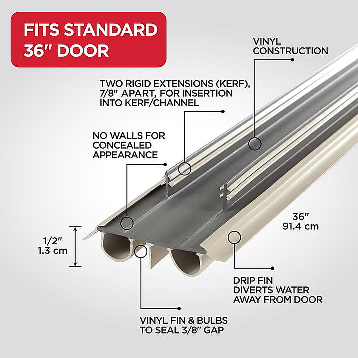 M-D 43820 Beige Vinyl Weatherstrip 36 in. L x 1-3/4 in.