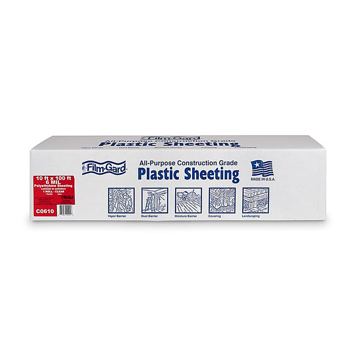 Film-Gard 626033 Plastic Sheeting 6 mil x 10 ft. W x 100 ft. L Polyethylene Clear