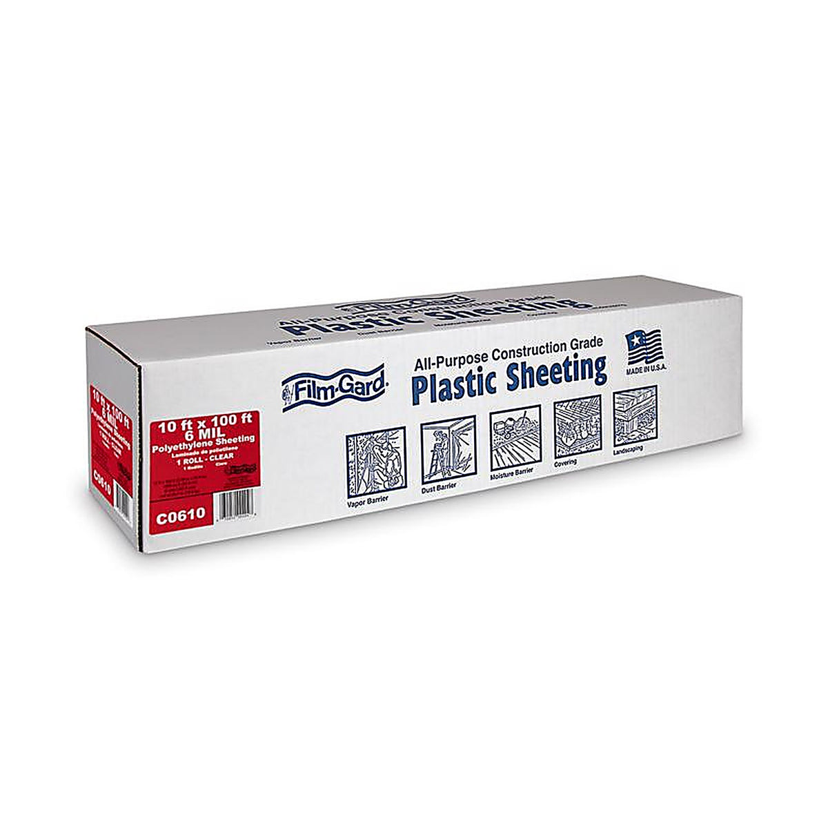 Film-Gard 626033 Plastic Sheeting 6 mil x 10 ft. W x 100 ft. L Polyethylene Clear