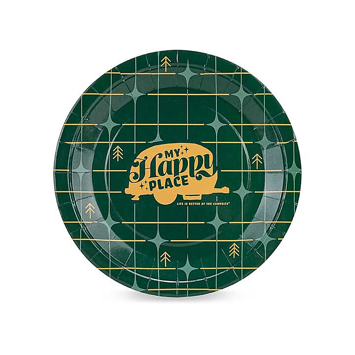 Camco - 53492 - Libatc - Paper Plates, Large, Green Grid