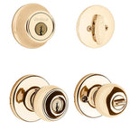 Kwikset 96900-250 Polo Polished Brass Entry Lock and Single Cylinder Deadbolt ANSI/BHMA Grade 3 1-3/4 in.