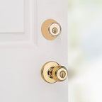Kwikset 96900-250 Polo Polished Brass Entry Lock and Single Cylinder Deadbolt ANSI/BHMA Grade 3 1-3/4 in.