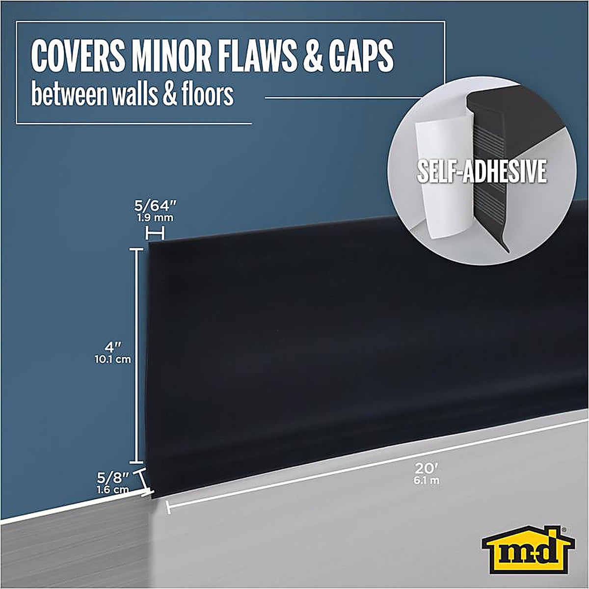 M-D 93146 4.5 in. H x 6.25 ft. L Prefinished Black Vinyl Wall Base