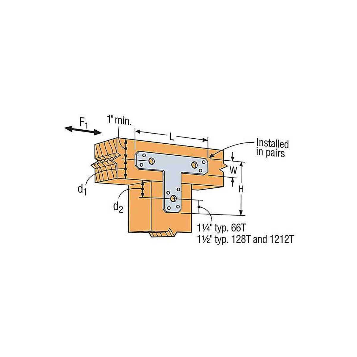 Simpson Strong-Tie 66T 5 in. H x 6 in. W 14 Ga. Galvanized Steel T Strap