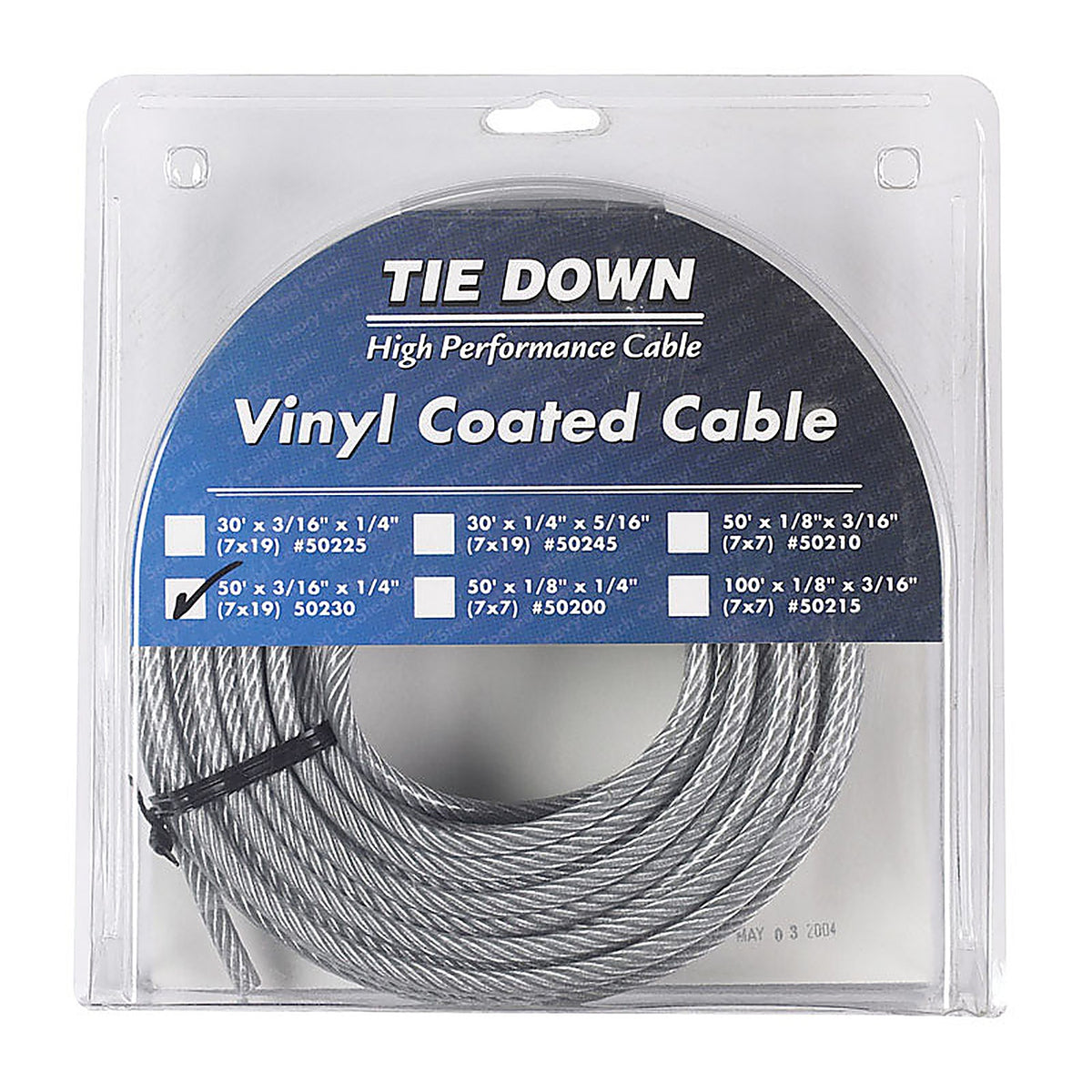 Tie Down Engineering 50230 Vinyl Coated Galvanized Steel 3/16 in. Dia. x 50 ft. L Aircraft Cable