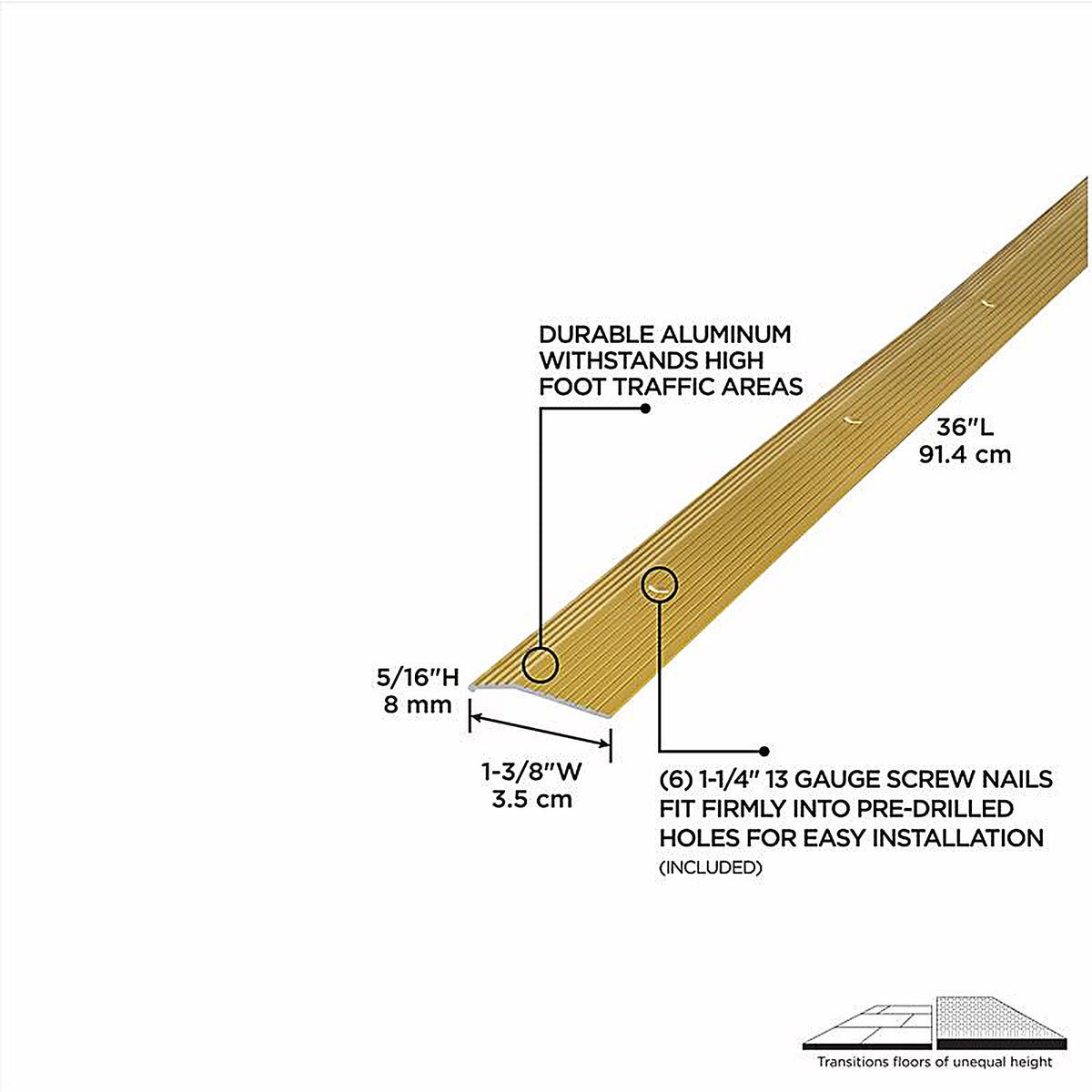 M-D 79079 36 in. L Prefinished Satin Brass Aluminum Carpet Trim