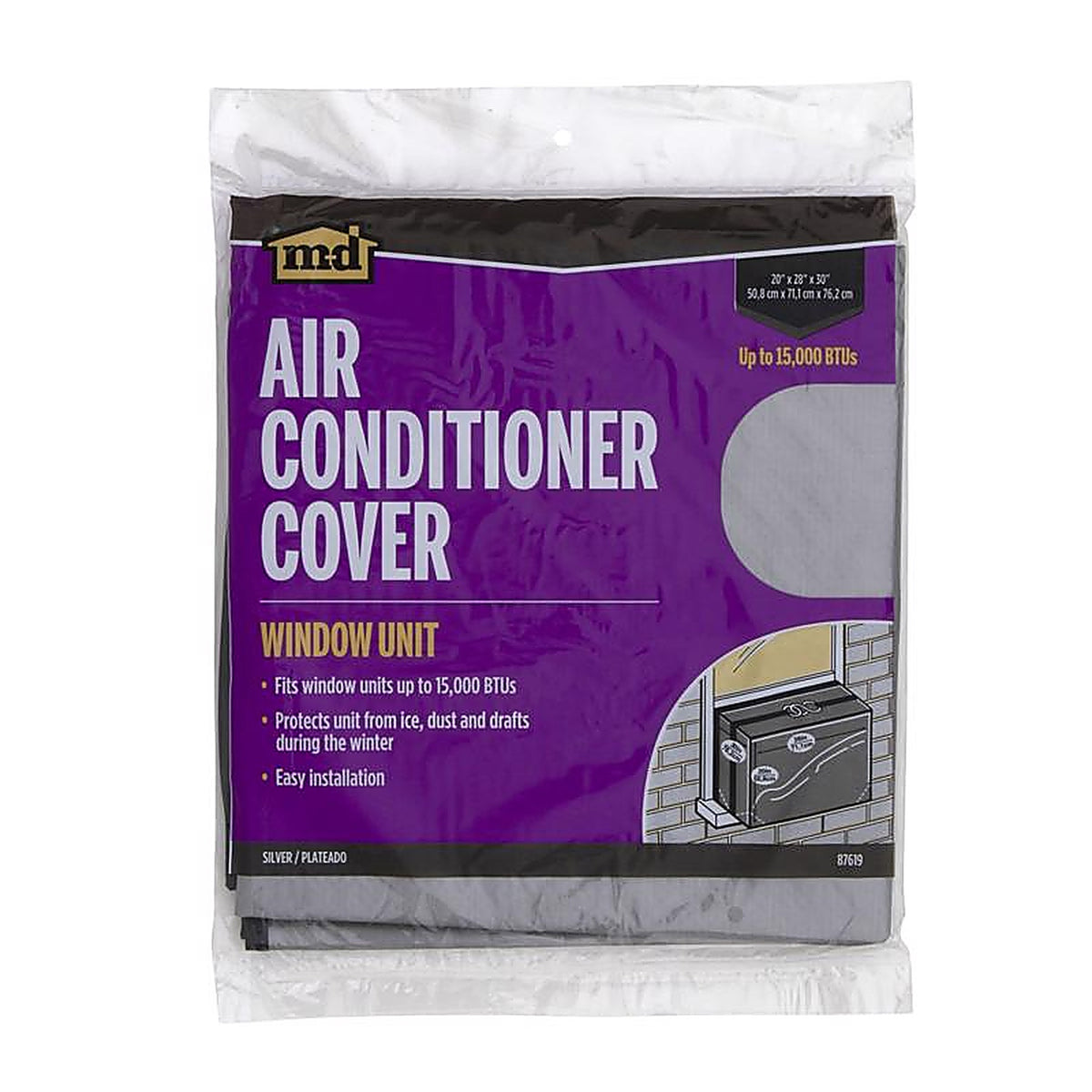 M-D 87619 20 in. H x 28 in. W Polyethylene Gray Square Window Air Conditioner Cover