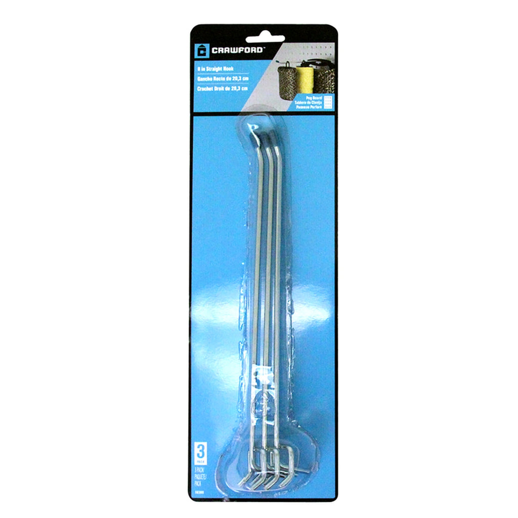 Crawford 18380 Silver 8 in. Peg Hooks 3/Pack