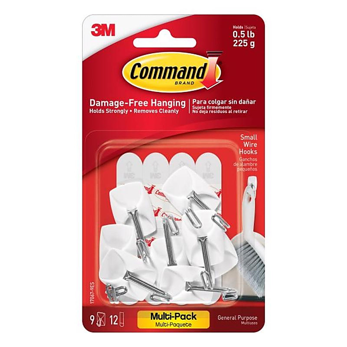 3M 17067-9ES Command Small Plastic Wire Hooks 1-5/8 in. L 9/Pack