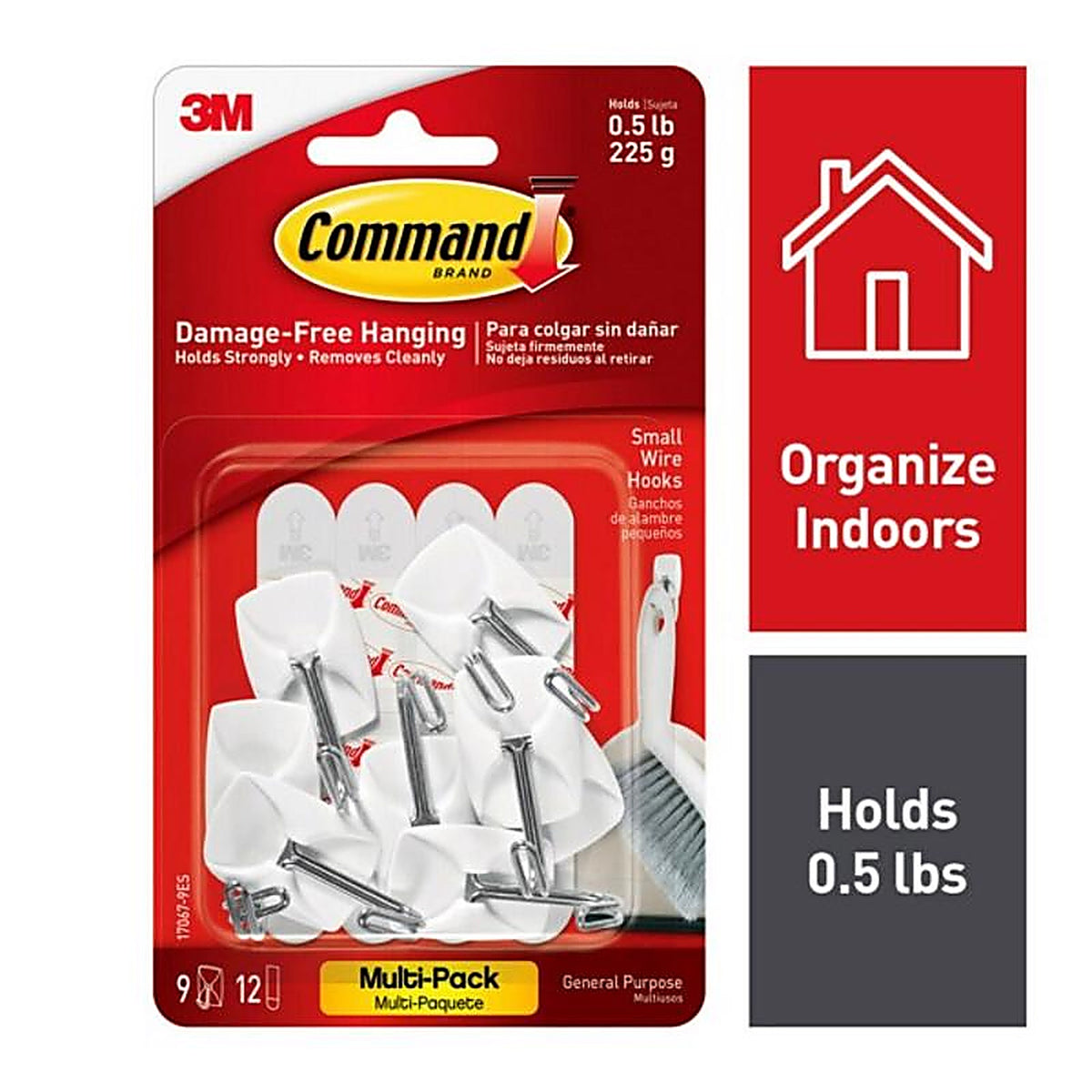 3M 17067-9ES Command Small Plastic Wire Hooks 1-5/8 in. L 9/Pack